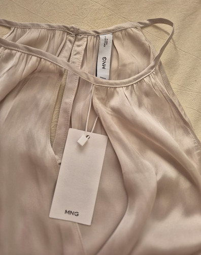 Vestido Satinado Cuello Halter Mango