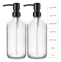 Comprar Dispensador De Jabon 2 Kit Vidrio Baño Accesorios Liquido Botella Transparente Dosificación De Líquido visible Dispensadores De Cocina GMISUN