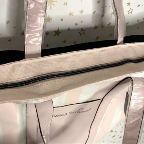 Imagen 4 de 7 de 3d Tote Victoria's Secret Grande Rayas Rosa Blanco Original