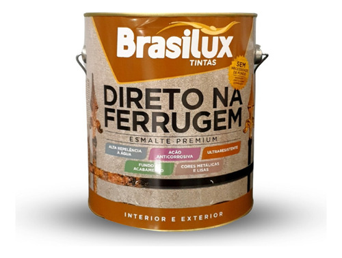 Tinta Esmalte Direto Na Ferrugem Resistente 3,6l Brasilux Cor Branco Brilhante