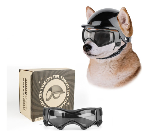 Casco Con Lentes Para Perro Pequeño A Mediano Para Moto