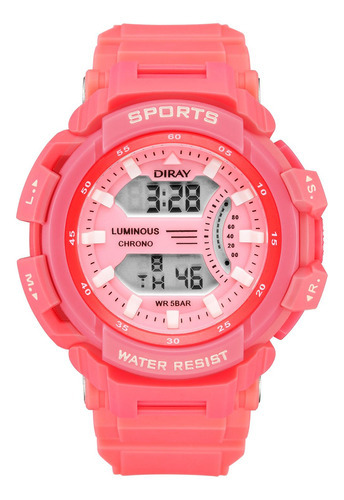 Reloj De Pulsera Diray Para Mujer Deportivo Dr222l5 Color de la correa Rosa Color del bisel Rosa