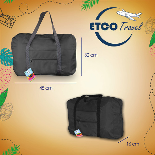 Bolsa De Viaje Plegable Para Viajes Deportes Impermeable Color Negro