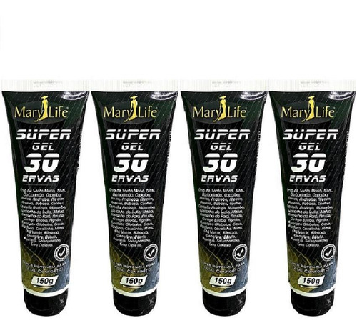 Kit Com 4 Super Gel 30 Ervas 150g Efeito Gelo Quente