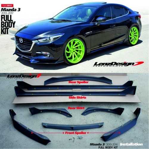 Mazda 3 Accesorios Bodykit Faldones + Aleron