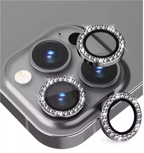 Mica Camara Diamantes Para iPhone 15 Pro Y Pro Max Lujo 