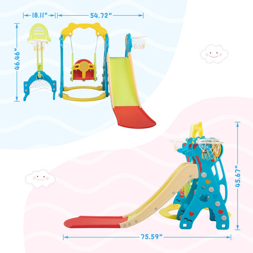 Juego De Tobogán Y Columpio Para Niños 6 En 1, 1-8 Años. 03