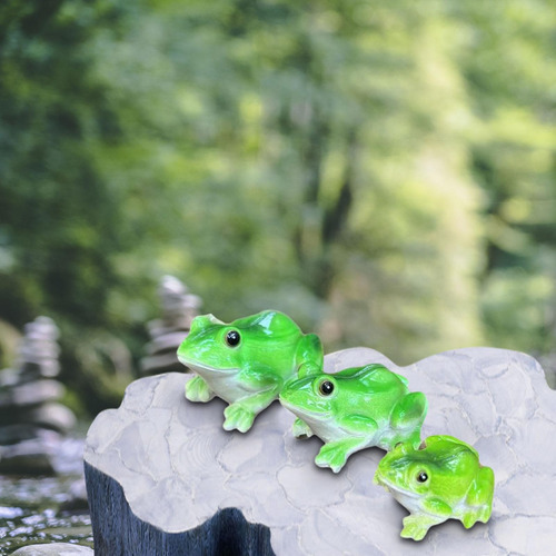 3pcs Rana Figuras En Miniatura Estatuas De Jardín