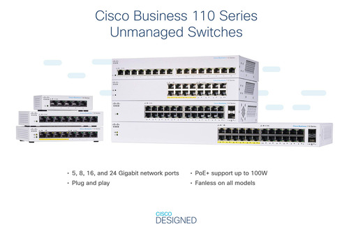 Switch Cisco Business Cbs110-16pp-d No Administrado De 16 Pu