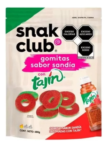 Snak Club Gomitas Sabor Sandía Con Tajín 680g