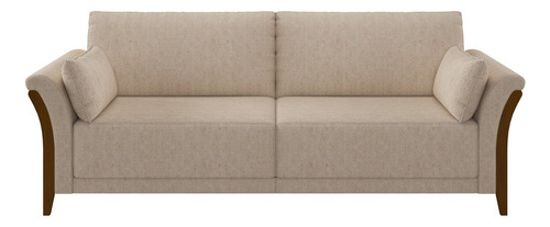 Kit Sofá Living 3 Lugares E Poltrona Linho Cru Mpozenato Cor Creme