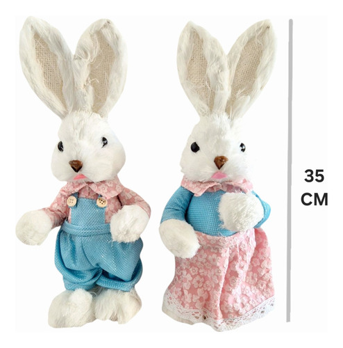 Conejos De Pascua De Paja Decoracion De 35cm.