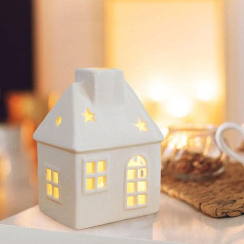 Adorno De Escritorio Iluminado De Pueblo Navideño, Estilo D