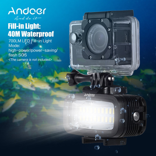 Andoer Alta Potencia 700lm Buceo Video Relleno Luz Led