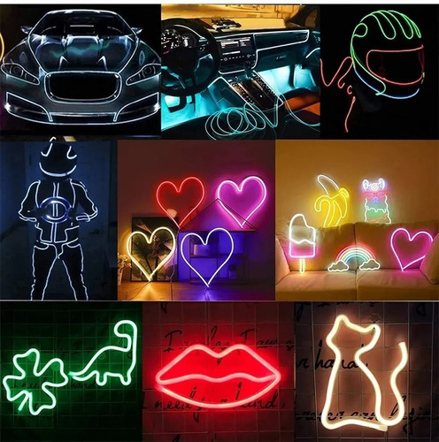 Imagen 7 de 7 de Hilo Tira Luz Neon Colores Led Conector 12v Auto Moto 5m