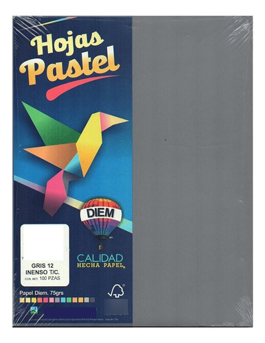 100 Hojas De Papel De Color Tamaño Carta Manualidades Color Gris Intenso