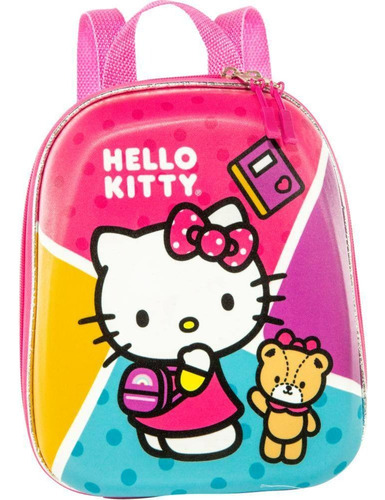 Mochila Rodinha Tripla Lancheira Hello Kitty 3d Maxtoy