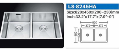 Fregadero Doble Tina De Acero Inoxidable 82 X 45 Bilbao