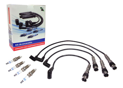 Kit Cables + 4 Bujías Para Volkswagen Fox 1.6 Desde 2008