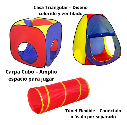 Pelotero Laberinto Infantil Con Túnel Y Carpa Modular