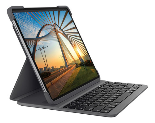 Teclado Logitech Slim Folio Pro Para iPad Pro Bluetooth Gris
