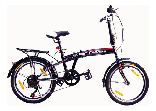 Bicicleta plegable Verado Plegable R20 7v cambios Shimano Revoshit color negro con pie de apoyo