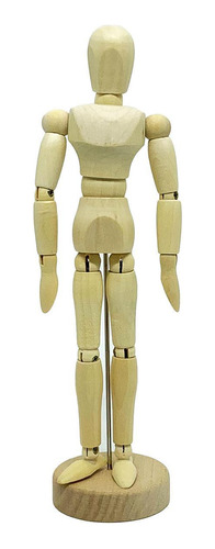 Boneco Manequim Articulado Em Madeira - 20 Cm