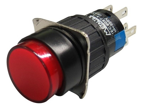 Botão 16mm 2 Rev Led 24v Vermelho P16ir - Metaltex (i)