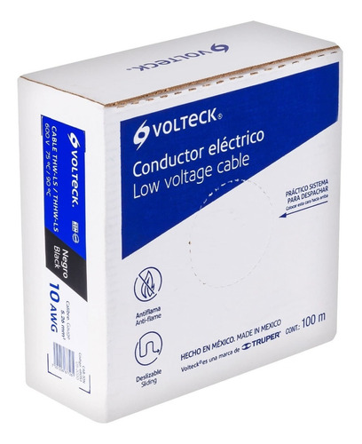 Cable Calibre 10 Thhw-ls Negro Voltech 46051