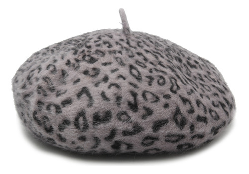 Boina Vasca Francés Animal Print Leopardo Angora Mujer