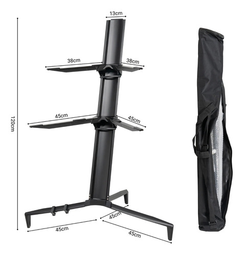 Suporte Em Torre Duplo Para Teclado Musical Voik Sz-8000 Bag Cor Preto