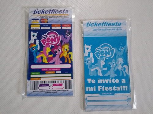 20 Invitaciones Impresas Ticket My Little Mi Pequeño Pony