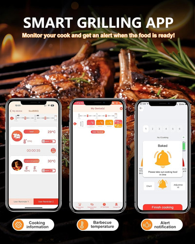 Termómetro Inalámbrico Para Carne, Bluetooth