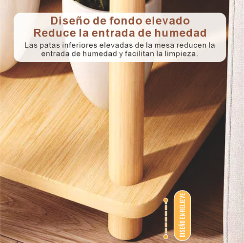 Mesa Auxiliar Madera Con 3 Estantes Mesa Lateral Multiusos