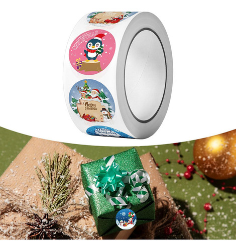 Rollo De Pegatinas Navideñas, Pegatinas Navideñas Estilo A