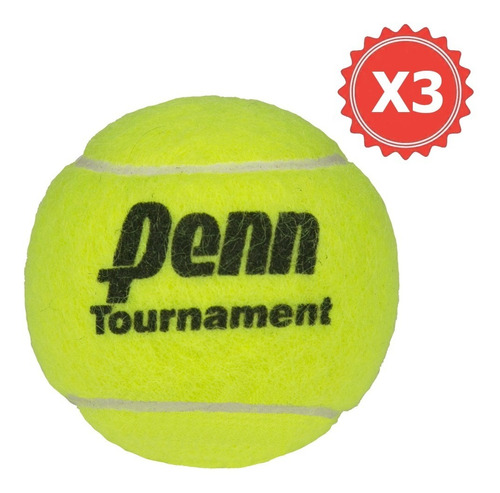 Pelota Tenis Penn Tournament X 3 Cemento Sello Negro