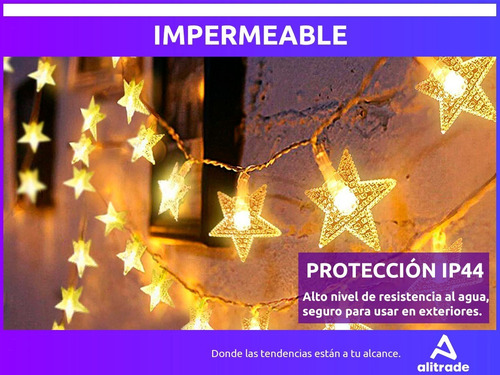 Imagen 7 de 10 de Luces Guirnalda Led 6.5 Mts Para Interior/exterior Estrella