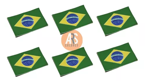Kit 6 Patch Bandeira Do Brasil Emborrachado Com Velcro