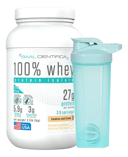 Whey Protein 100% Isolate 1kg - Cookies And Cream + Shaker