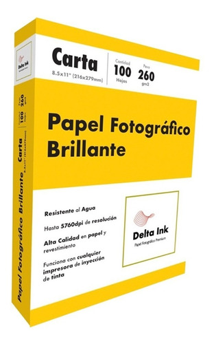 Papel Fotográfico Brillante 100 Hojas Carta Delta Ink