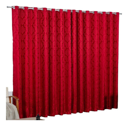 Cortina Semi-Blackout De jacquard 4m x 2,70m Cor Vermelho Design medalhão 1 Unidade