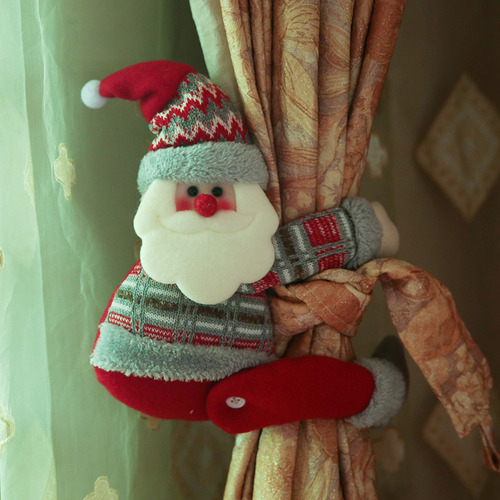 Cortina Con Hebilla Para Decoración Navideña, Muñeca De Papá