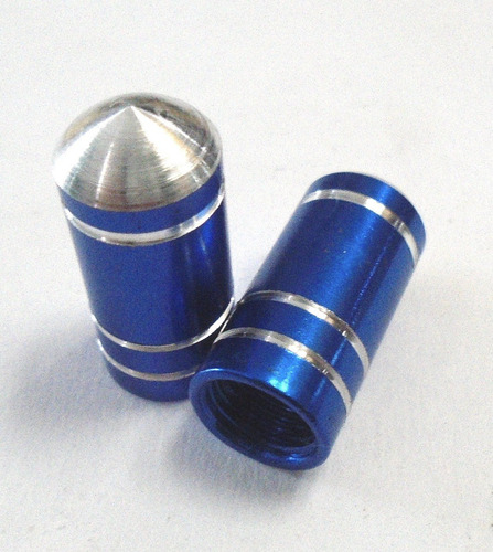 Tampa De Valvula Bico Grosso Aluminio Azul 22mm (par).