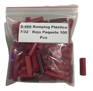 Ramplug Tarugo Rojo  7/32´´ Empaque 100 Uds 