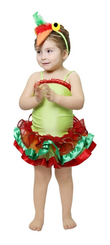 Disfraz Vestido De Primavera De Periquita Pajaro Verde Infantil Niña