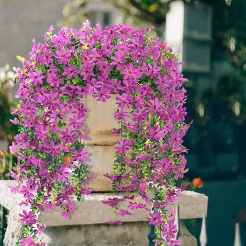 Flores Artificiales Colgantes Para Exteriores, 2 Piezas De E ...