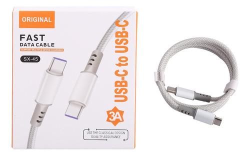 Cable Usb Tipo C A Tipo C Nylon Trenzado 3a Carga Rápida 