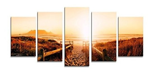 Wieco Art Sunrise Canvas Prints Wall Art Ocean Sea Beach Imá