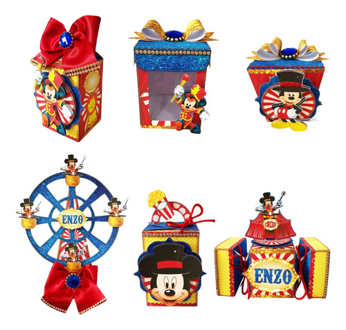 Kit Festa Lembrancinha Caixinhas Circo Mickey 60 Unidades