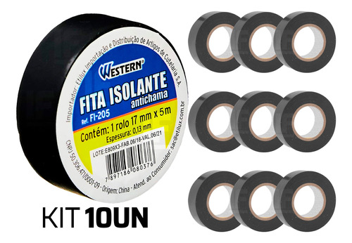 Fita Isolante Anti Chama Isoflex 17mm X 10m C/ 10 Unidades